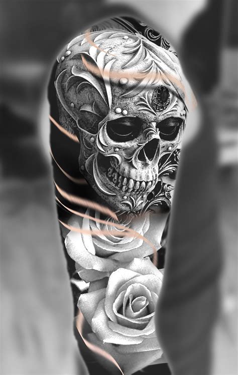 Sugar skull tatto 3D | Desenho para tatuagem de caveira, Tatuagem de ...