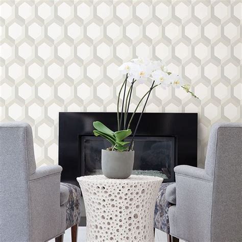 2716-23842 - Hex Neutral Geometric Wallpaper - by A - Street Prints