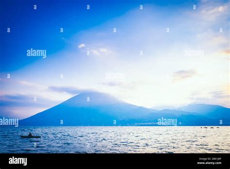 Lake atitlan sunset in Guatemala Stock Photo - Alamy