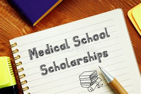 Medical School Scholarships Sign on the Piece of Paper Stock Photo ...