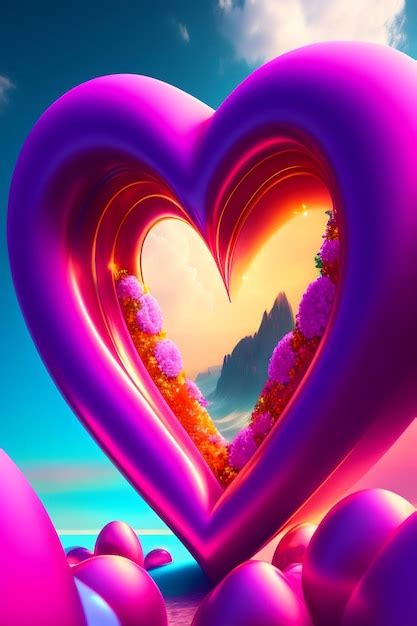 Premium Photo | Valentines love shape 3d realistic background wallpaper