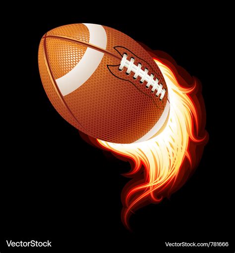 Flying flaming american football ball Royalty Free Vector