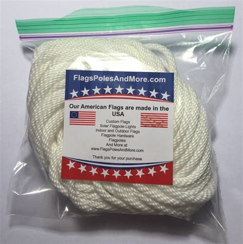 1/4" Diameter x 50' Length White Flagpole Polypropylene Halyard - Flagpole Rope