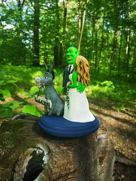 Shrek and Fiona wedding Cake Topper Handmade Fairy Cuddle | Etsy