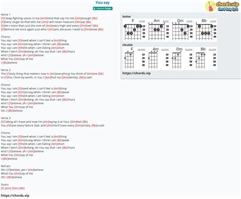 Hợp âm: You say - cảm âm, tab guitar, ukulele - lời bài hát | chords.vip