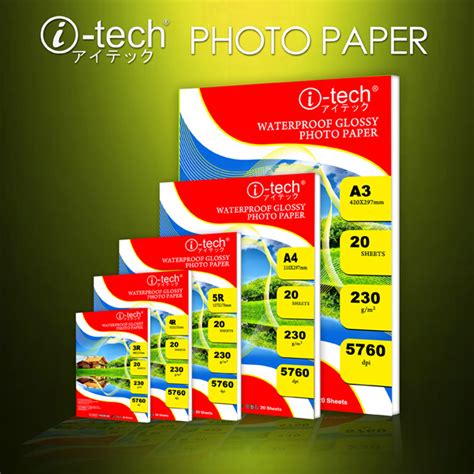 i-Tech Glossy Photo Paper 3R 89x127mm 230GSM Proffessional color paper (20 pack) - 3D ...