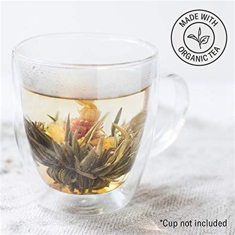 Numi Organic Tea Flowering Tea Gift Set, 6 Tea Blossoms with 16 Ounce Glass Teapot in Elegant ...