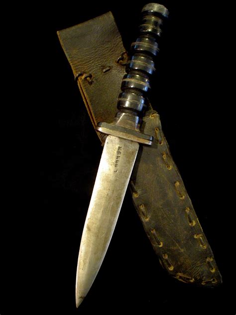 RARE US WW2 L Baker Custom Fighting Knife -Vtg Combat Dagger Collection/Leo | St Croix Blades