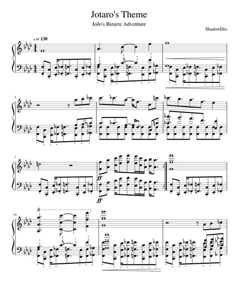 Jotaro's Theme Sheet music for Piano (Solo) | Musescore.com