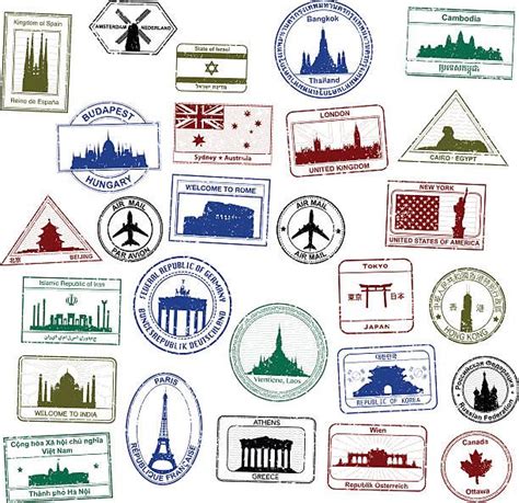 Selection of detailed passport stamps. | Passport stamps, Travel stamp ...