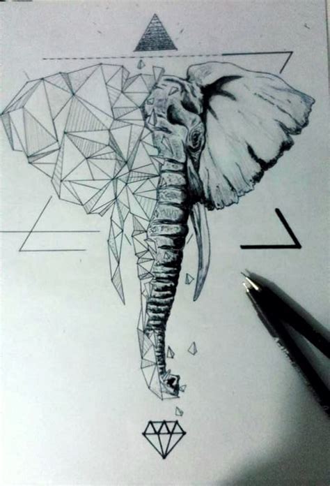 Geometric Elephant Tattoo