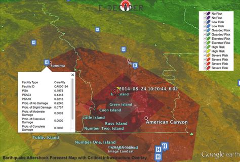 The aftershock forecast map highlights areas where aftershocks are ...