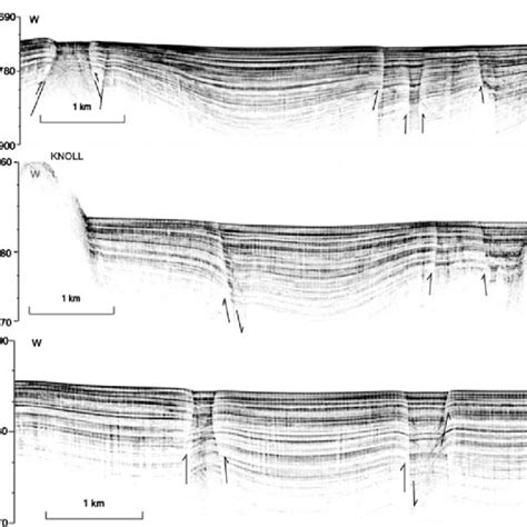 a Graben structure on top of a knoll and adjacent subvertical small ...