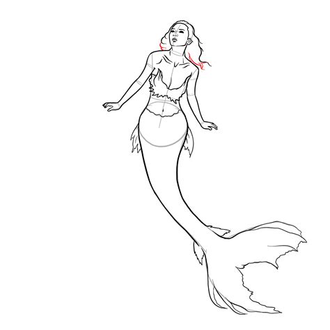 How to draw a Mermaid - Sketchok easy drawing guides