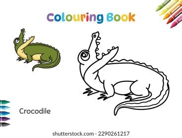 Happy Crocodile Colouring Book Vector Cartoon Stock Vector (Royalty Free) 2290261217 | Shutterstock