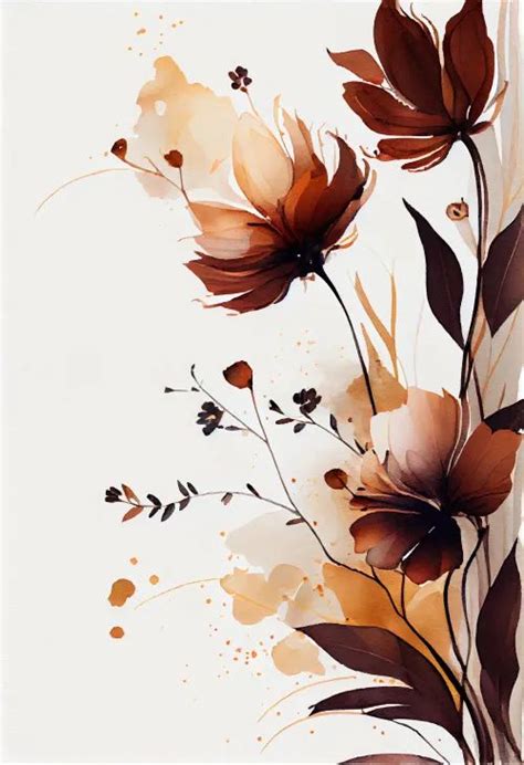 Free Watercolor Brown Flower on White Background | Flower background images, Watercolor flower ...