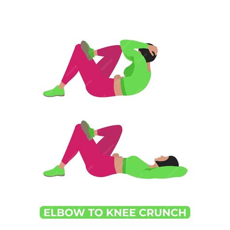 Premium Vector | Woman doing elbow to knee crunch bodyweight fitness ...