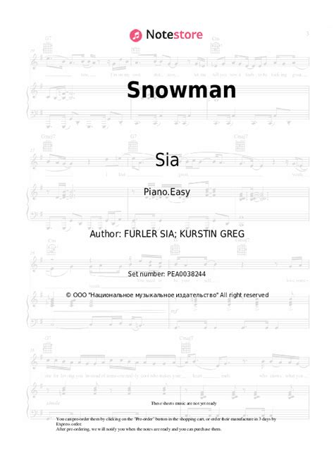 Snowman piano sheet music easy Sia in Note-Store.com | Piano.Easy SKU ...