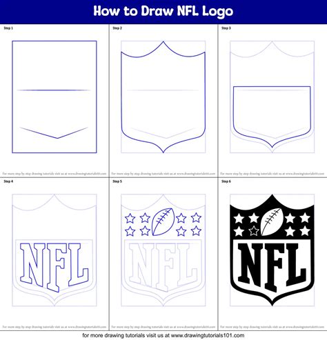 How to Draw NFL Logo printable step by step drawing sheet : DrawingTutorials101.com