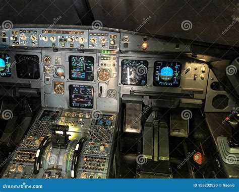 Cockpit of Airbus a-320 editorial image. Image of instruments - 158232520