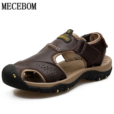 Men Summer Sandals Genuine Leather Casual Shoes Man Roman Style Beach ...