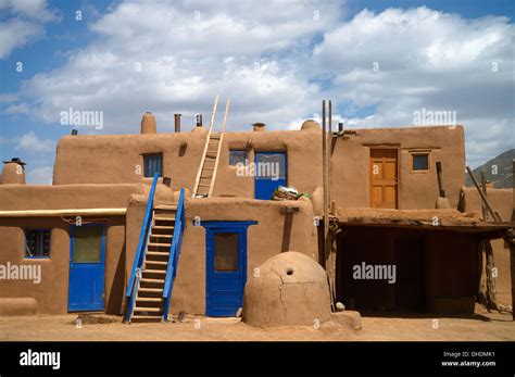 Unique Architecture Of A Two Story Residential Building; Taos Pueblo, New Mexico, United States ...