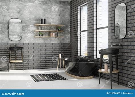 New black brick bathroom stock illustration. Illustration of apartment ...