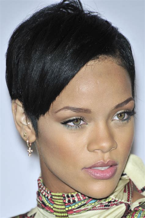 Rihanna Straight Black Side Part Hairstyle | Steal Her Style