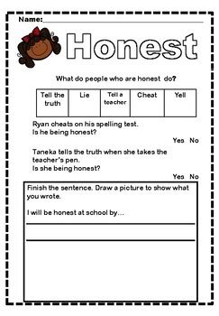 honesty worksheets and teaching resources - honesty worksheet ...