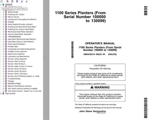 John Deere Operators Manual Planters 1100 Series