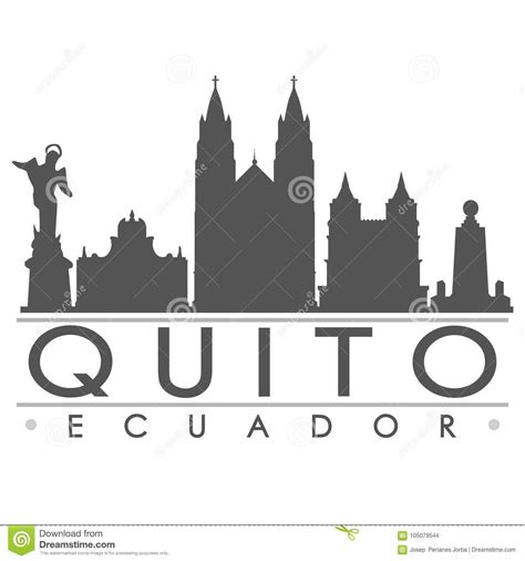 Plantilla Editable De La Silueta De Art Design Skyline Flat City Del Vector Del Icono De Quito ...