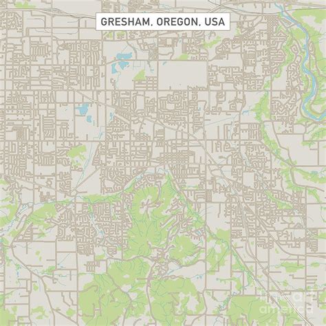 Gresham Oregon US City Street Map Digital Art by Frank Ramspott - Fine Art America