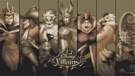 Counted Cross Stitch pattern disney villains 303*172stitches BN1727 ...