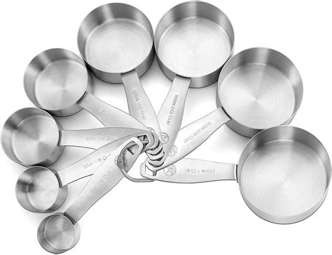 Amazon.com: Stainless Steel Measuring Cups, 8 Piece Heavy Duty ...