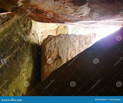 A Natural Rock Cave With Giant Rocks - Edakkal Caves In Wayanad, Kerala, India Stock Photography ...