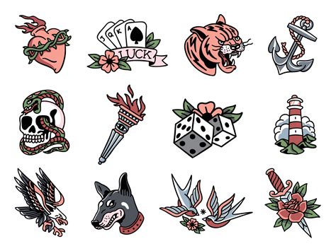 Traditional Tattoo Flashes by Alex Spenser for syncrely on Dribbble