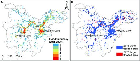 Severity of flooding in 2020 compared to previous years (A) S1-derived ...