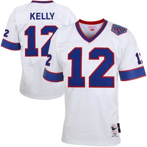 Mitchell & Ness Jim Kelly Buffalo Bills White Super Bowl XXV Patch ...