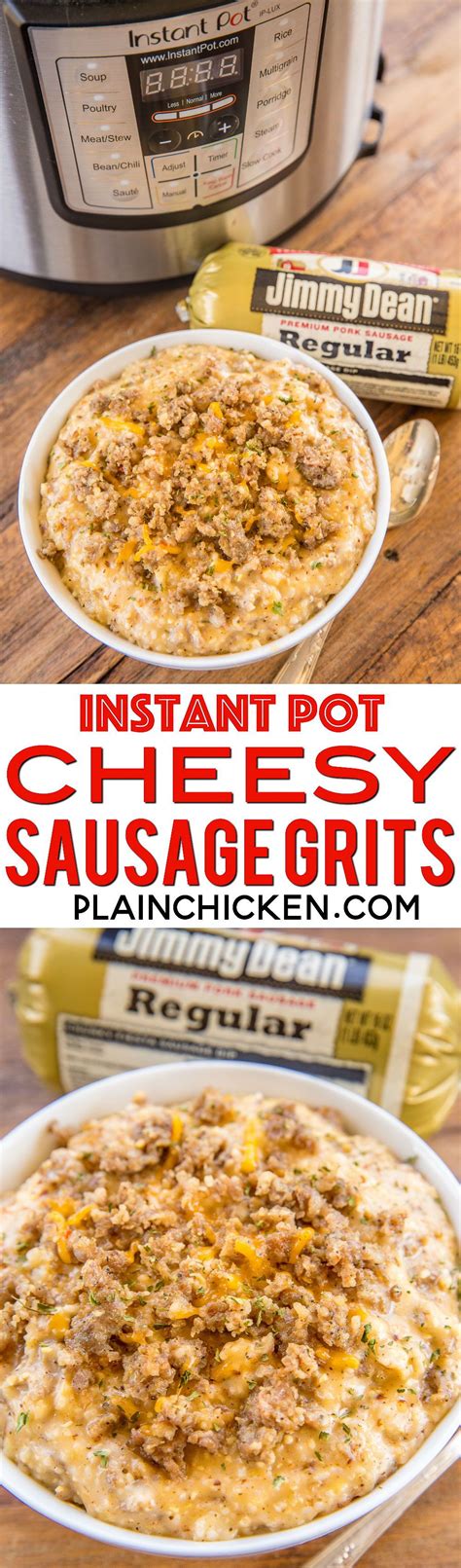 Instant Pot Cheesy Sausage Grits - seriously THE BEST grits ever! Even ...