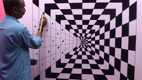 optical illusion 3d wall painting | wall art painting decoration | interior design - YouTube