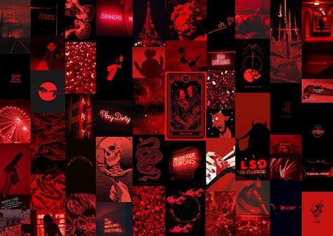 60 PCS Red Grunge Aesthetic Wall Collage Kit Red and Black - Etsy UK