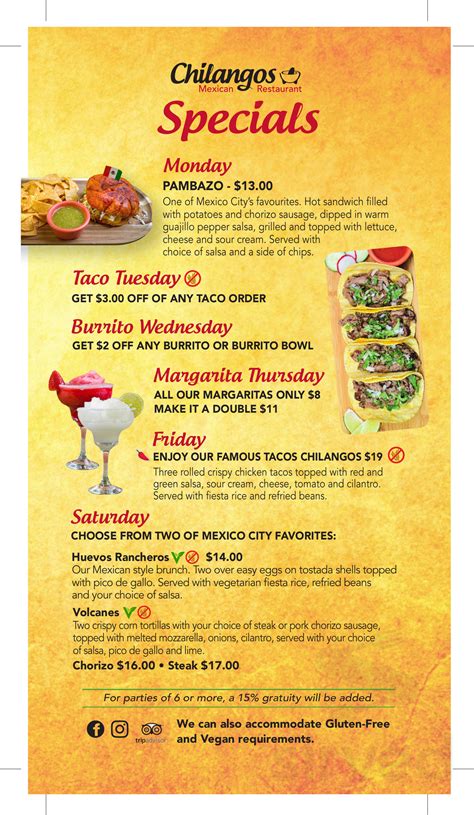 Chilangos Mexican Restaurant menus in Belleville, Ontario, Canada