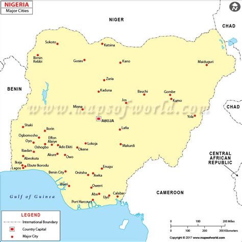 Cities in Nigeria, Nigeria Map with Cities