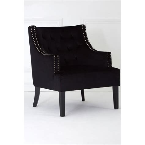 Black velvet studded Armchair