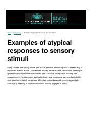 Understanding Atypical Responses to Sensory Stimuli in Autism: | Course Hero