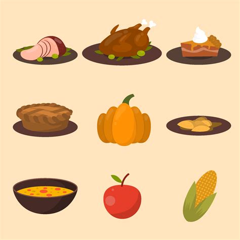 Thanksgiving Dinner Icon Collection 4120389 Vector Art at Vecteezy