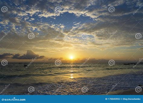 Sunrise Over the Indian Ocean on the Island of Zanzibar, Tanzania ...