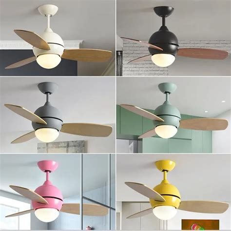 36 Inch Nordic Lovely Macaron Led Ceiling Fan Light Creative Kitchen ...