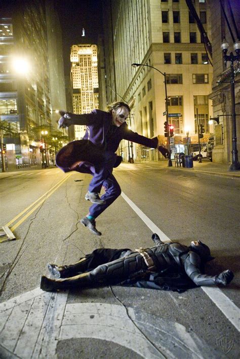 Heath Ledger kickflipping over Batman on the set of The Dark Knight : r ...