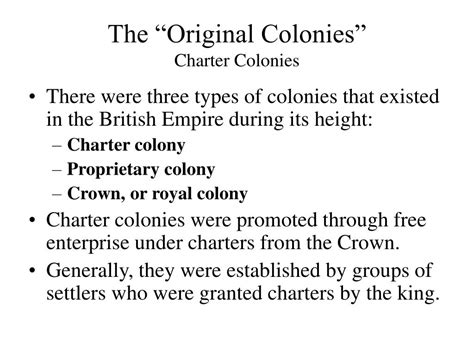 PPT - The First American Colonies : Charter, Proprietary and Crown PowerPoint Presentation - ID ...